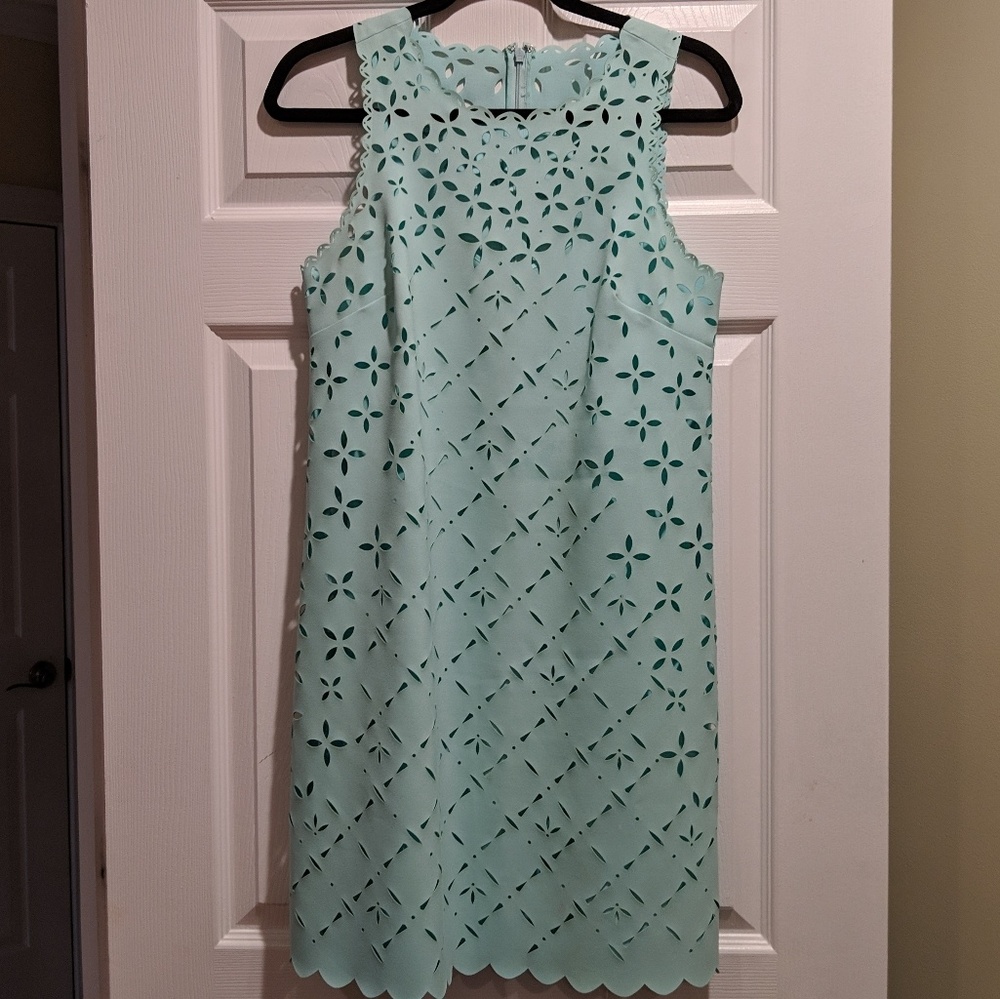 JCrew laser cut mint dress